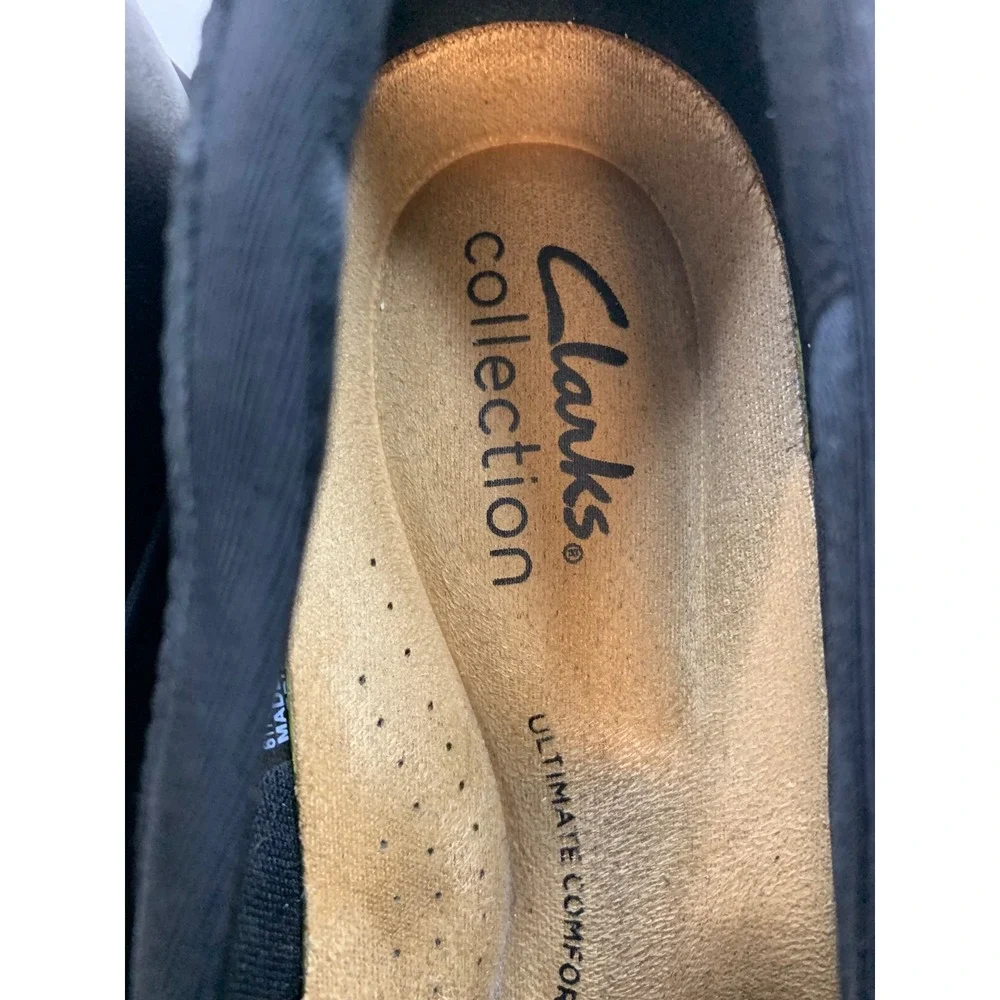 Clarks Women's Black Leather Mary Jane Wedge Shoes Ultimate Comfort 6.5